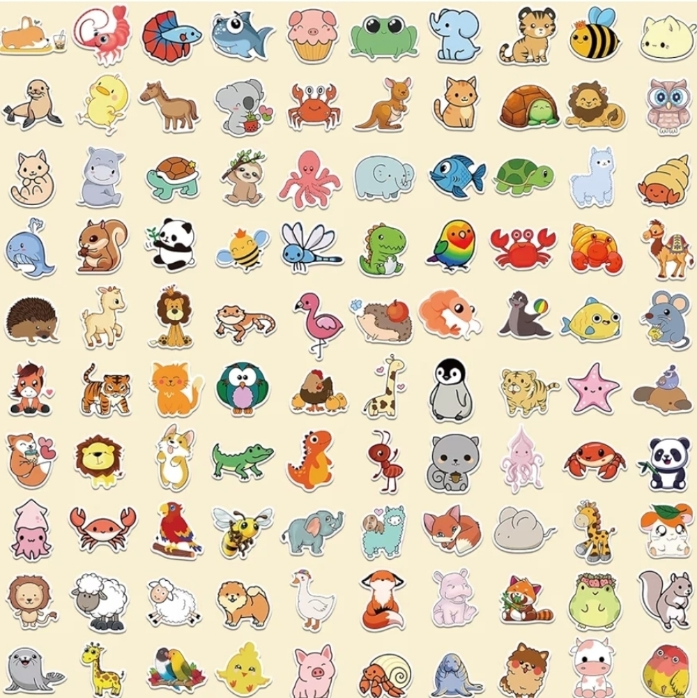 100 Colorful Animal Sticker Pack - Picture 3 of 3